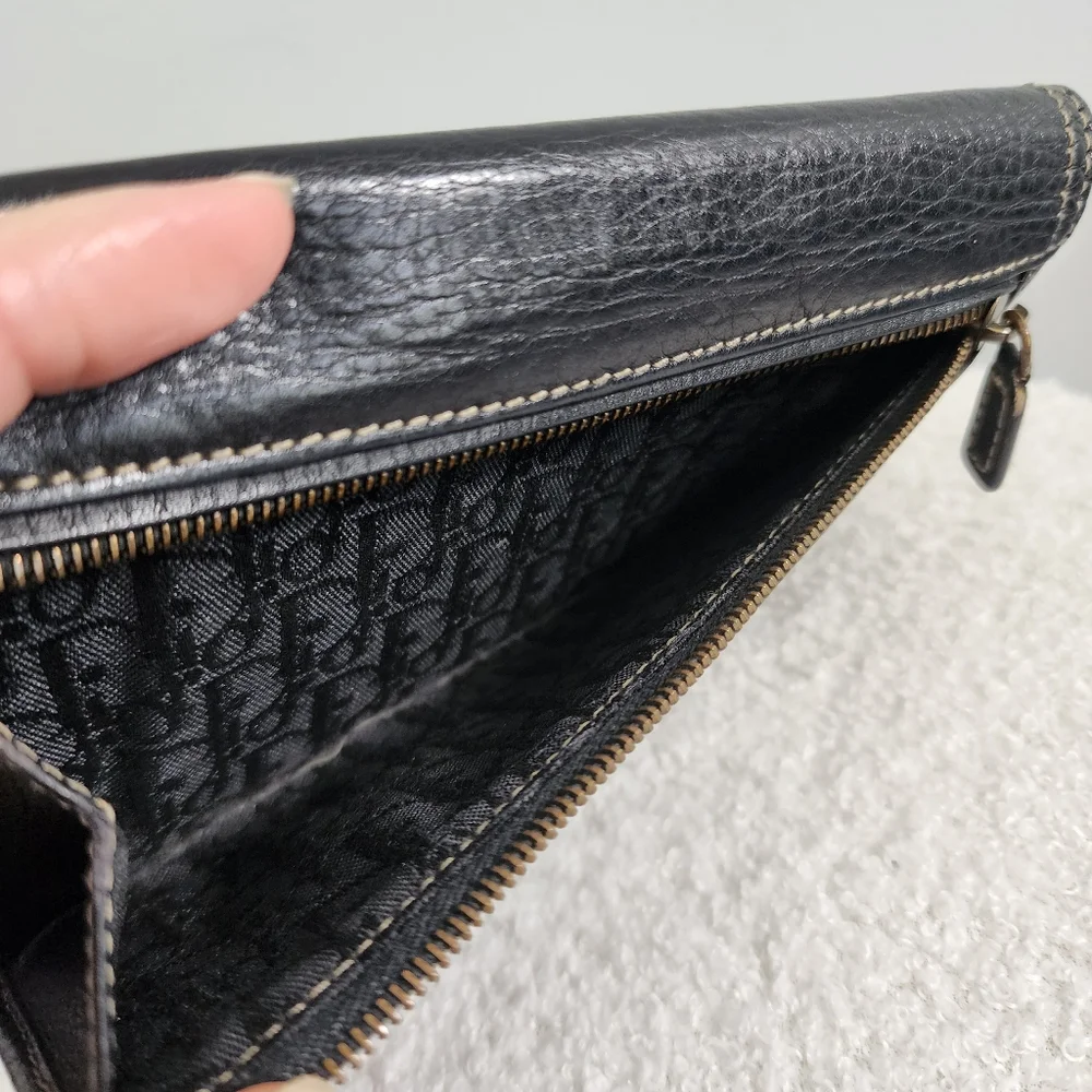 Dior Black Leather Wallet with Gold Accents